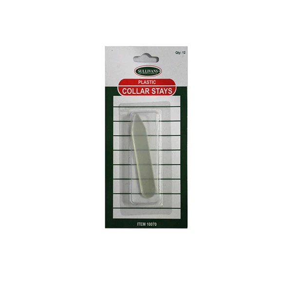 Sullivans Collar Stays, Clear Plastic- 70 Mm X 12 Mm 1 Sullivans Collar Stays, Clear Plastic- 70 Mm X 12 Mm