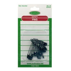 Sullivans Safety Pins, Black- Assorted