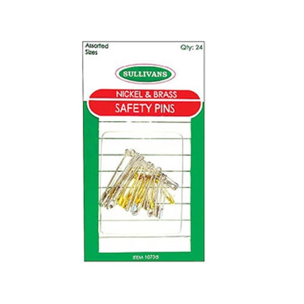 Sullivans Nickel/Brass Safety Pins- 24pk 1 Sullivans Nickel/Brass Safety Pins- 24pk