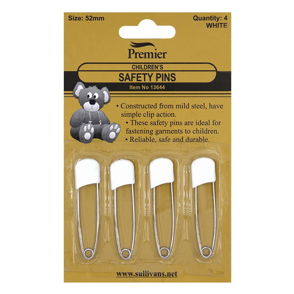 Sullivans Children's Safety Pins, White- 52mm 1 Sullivans Children's Safety Pins, White- 52mm