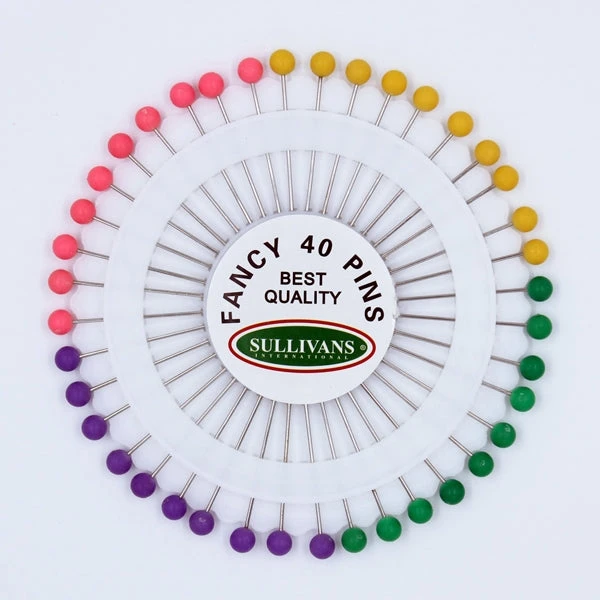 Sullivans Plastic Head Pins, 38mm Assorted Fluro- 40pc 1 Sullivans Plastic Head Pins, 38mm Assorted Fluro- 40pc