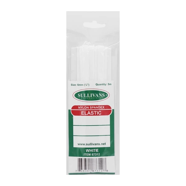 Sullivans Elastic, White- 6 Mm 1 Sullivans Elastic, White- 6 Mm