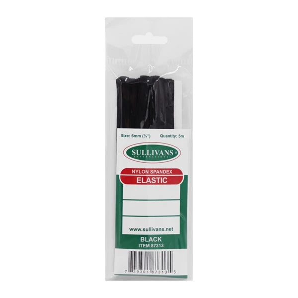 Sullivans Elastic, Black- 6 Mm 1 Sullivans Elastic, Black- 6 Mm