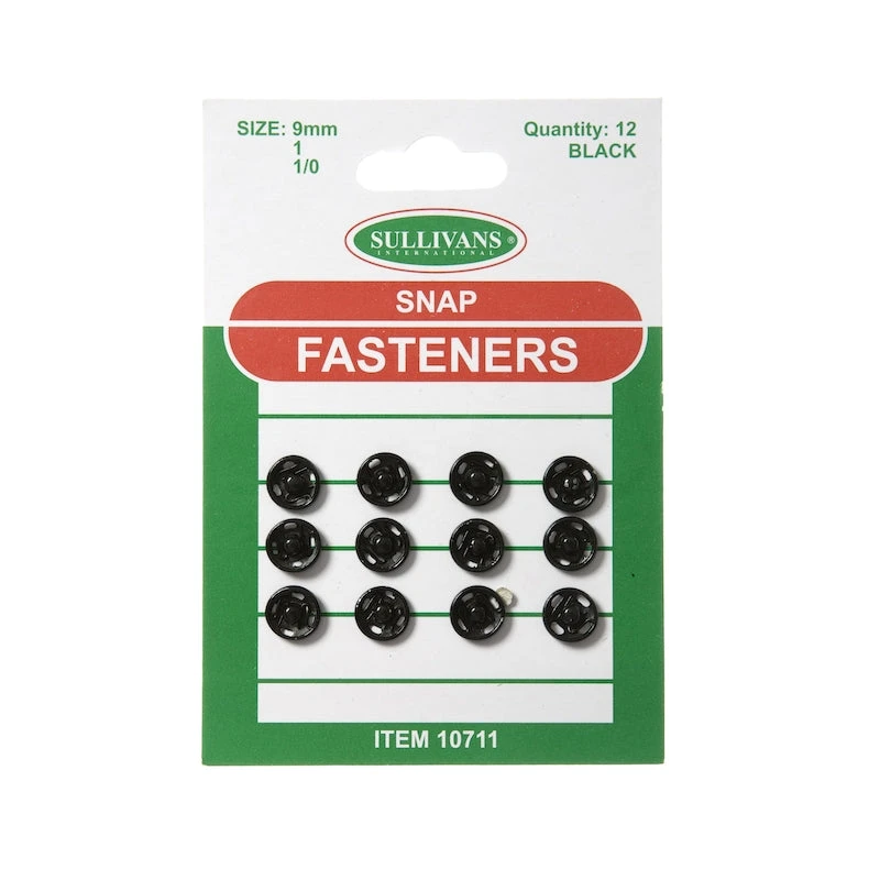 Sullivans Snap Fasteners Size 1, Black- 12pk 1 Sullivans Snap Fasteners Size 1, Black- 12pk