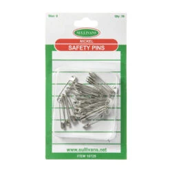 Sullivans Safety Pins Size 0, Silver- 36pk