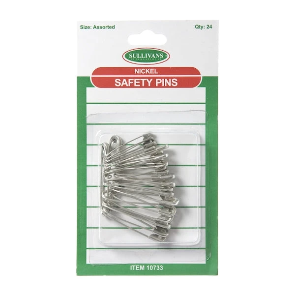 Assorted Nickel Safety Pins- 24pk 1 Assorted Nickel Safety Pins- 24pk