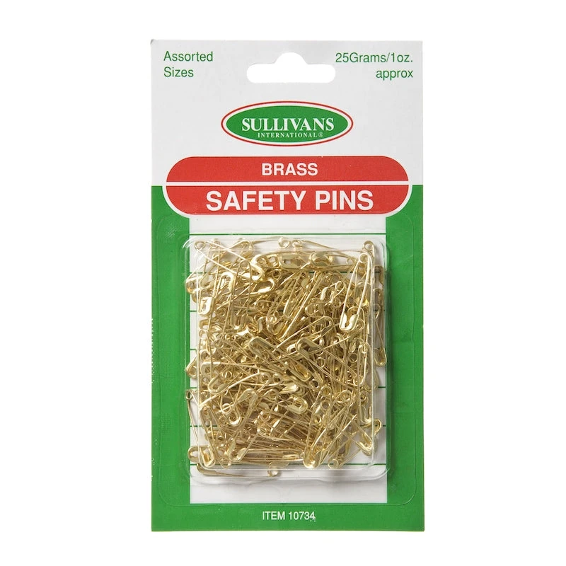 Sullivans Safety Pins Assorted, Brass- 25g 1 Sullivans Safety Pins Assorted, Brass- 25g