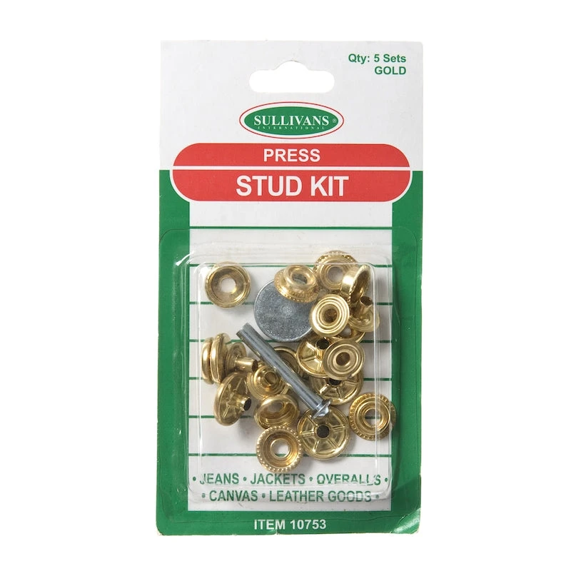 Sullivans Press Stud Kit, Gold- 5 Sets 1 Sullivans Press Stud Kit, Gold- 5 Sets