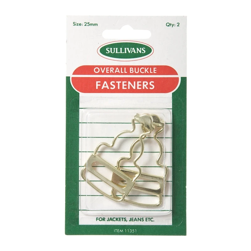Sullivans Overall Buckle Fasteners, Size 25mm Gold- 2pk 1 Sullivans Overall Buckle Fasteners, Size 25mm Gold- 2pk