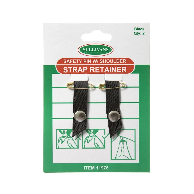 Sullivans Safety Pin W/ Shoulder Strap Retainer, Black- 2pk 1 Sullivans Safety Pin W/ Shoulder Strap Retainer, Black- 2pk