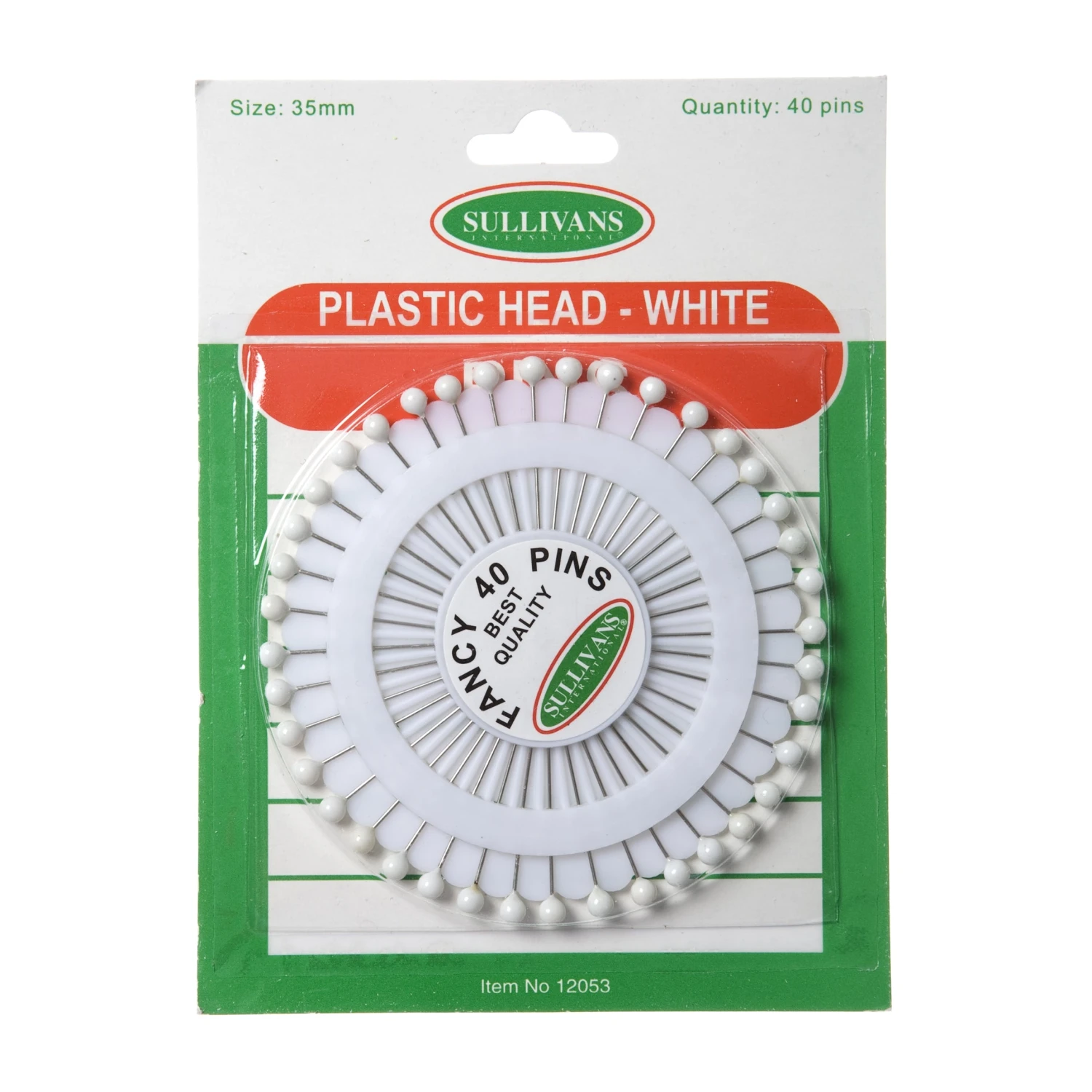Sullivans Plastic Head Pin Wheel, White- 40pk 1 Sullivans Plastic Head Pin Wheel, White- 40pk