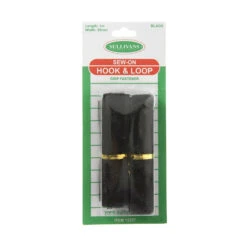 Sullivans Sew-On Hook & Loop, Black- 25mm X 1m