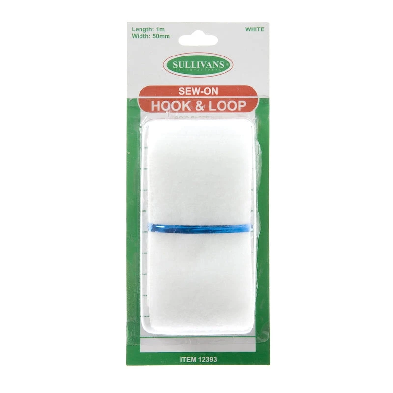 Sullivans Sew-On Hook & Loop, White- 50mm X 1m 1 Sullivans Sew-On Hook & Loop, White- 50mm X 1m