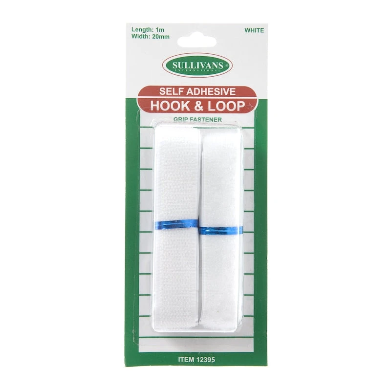Sullivans Sew-On Hook & Loop, White- 20mm X 1m 1 Sullivans Sew-On Hook & Loop, White- 20mm X 1m