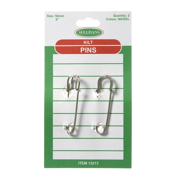 Sullivans Kilt Pins, Nickel 50mm- 2pk 1 Sullivans Kilt Pins, Nickel 50mm- 2pk