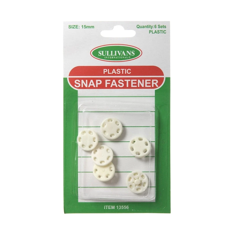 Metal Snap Fastener Size 15mm, White- 6 Sets 1 Metal Snap Fastener Size 15mm, White- 6 Sets