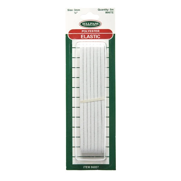 Sullivans Knitted Elastic, White- 3mm X 5m 1 Sullivans Knitted Elastic, White- 3mm X 5m