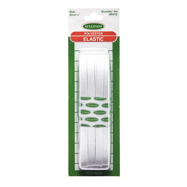 Sullivans Knitted Elastic, White- 6mm X 5m 1 Sullivans Knitted Elastic, White- 6mm X 5m