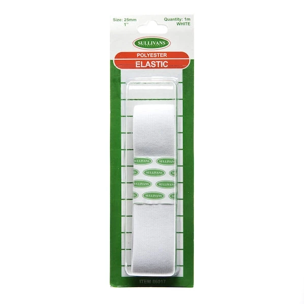 Sullivans Woven Elastic, White- 25mm X 1m 1 Sullivans Woven Elastic, White- 25mm X 1m