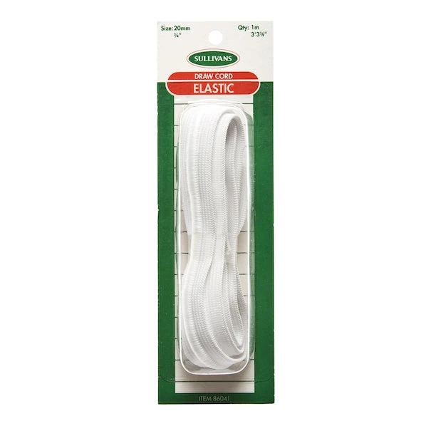 Sullivans Draw Cord Elastic, White- 20mm X 1m 1 Sullivans Draw Cord Elastic, White- 20mm X 1m