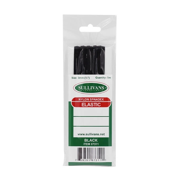 Sullivans Elastic, Black- 3 Mm 1 Sullivans Elastic, Black- 3 Mm
