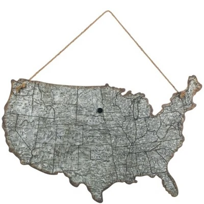 Sullivans Territory Map Wall Decor 20"H Silver 1 Sullivans Territory Map Wall Decor 20"H Silver
