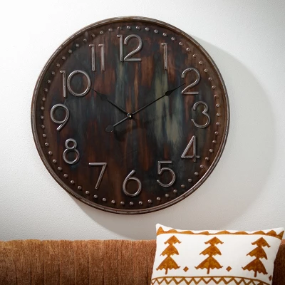 27.75"H Sullivans Rustic Metal Wall Clock; Brown 2 27.75"H Sullivans Rustic Metal Wall Clock; Brown - Image 2