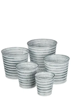 Sullivans Set Of 5 Pail Planter 4"H, 4.5"H, 5.25"H, 6"H & 7"H Gray -Sullivans Sales GUEST 0921cf7c d637 41fe 917e 41076f6abe5b