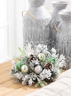 Sullivans Pine & Ornament Artificial Orb Decorative Filler 10"H Silver 2 Sullivans Pine & Ornament Artificial Orb Decorative Filler 10"H Silver - Image 2