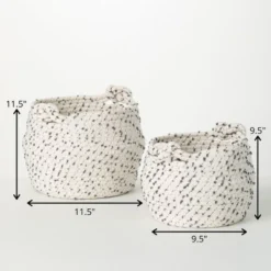 Sullivans Fabric Woven Basket Set Of 2, 11.5"H & 9.5"H White 5 Sullivans Fabric Woven Basket Set Of 2, 11.5"H & 9.5"H White -Sullivans Sales GUEST 197825ef 8338 4bc0 af3d 1720fb3a4af7