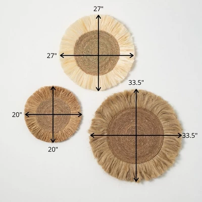 Sullivans Rattan Fiber Wall Medallions Set Of 3, 33.5"H, 27"H & 20"H Brown 7 Sullivans Rattan Fiber Wall Medallions Set Of 3, 33.5"H, 27"H & 20"H Brown - Image 7
