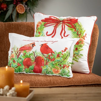 Sullivans Pine And Fruit Wreath Decorative Pillow Multicolor 18"H 2 Sullivans Pine And Fruit Wreath Decorative Pillow Multicolor 18"H - Image 2