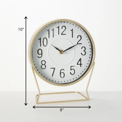 Sullivans Burnished Brass Desk Clock 10"H Gold 3 Sullivans Burnished Brass Desk Clock 10"H Gold - Image 3