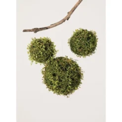 Sullivans Set Of 3 Mossy Orbs Decorative Filler 8"H, 6"H & 5.5"H Green