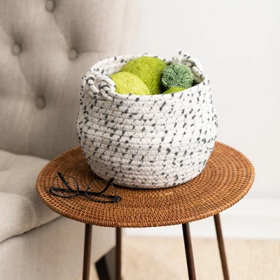 Sullivans Fabric Woven Basket Set Of 2, 11.5"H & 9.5"H White 2 Sullivans Fabric Woven Basket Set Of 2, 11.5"H & 9.5"H White - Image 2