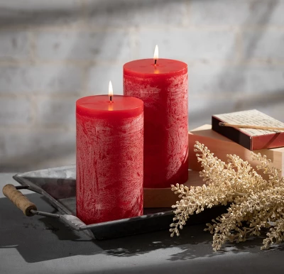 Cranberry Timber Pillar Candles - Set Of 2 2 Cranberry Timber Pillar Candles - Set Of 2 - Image 2