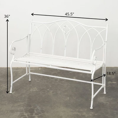 Sullivans Crisp White Metal Garden Bench 36"H White 6 Sullivans Crisp White Metal Garden Bench 36"H White - Image 6