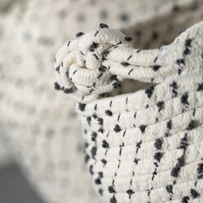 Sullivans Fabric Woven Basket Set Of 2, 11.5"H & 9.5"H White 1 Sullivans Fabric Woven Basket Set Of 2, 11.5"H & 9.5"H White