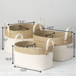Sullivans Set Of 3 Basket 13"H, 12.5"H & 10.5"H White -Sullivans Sales GUEST 385dacd5 1a94 487c b78e 65d96221ad65