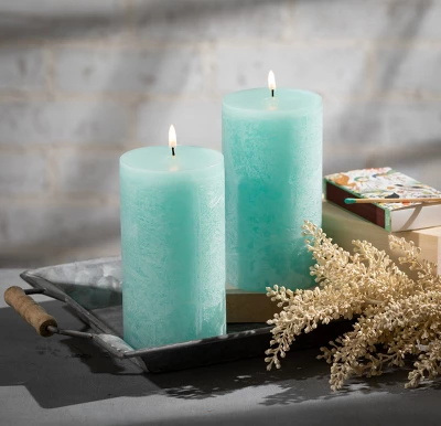 Sea Foam Pillar Candles - Set Of 2 1 Sea Foam Pillar Candles - Set Of 2
