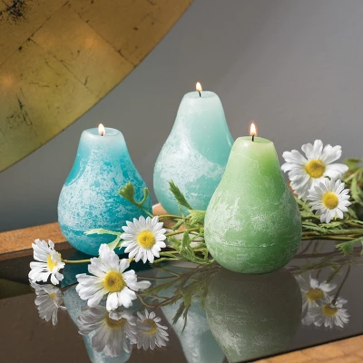 Sea Green Pear Candles Kit - Set Of 3 1 Sea Green Pear Candles Kit - Set Of 3