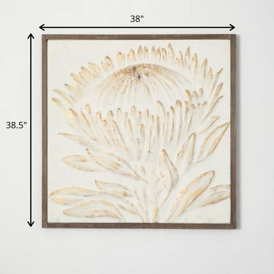Sullivans Gold-Brushed Raised Protea Art 38.5"H White 3 Sullivans Gold-Brushed Raised Protea Art 38.5"H White - Image 3