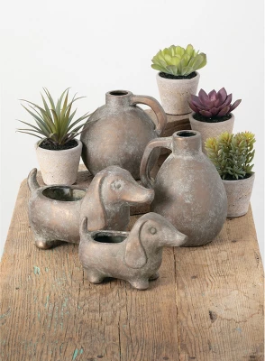 Sullivans Set Of 2 Dachshund Planter 5.5"H & 4.5"H Brown 2 Sullivans Set Of 2 Dachshund Planter 5.5"H & 4.5"H Brown - Image 2