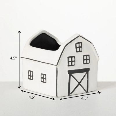 Sullivans Charming Black & White Ceramic Planter 4.5"H White 4 Sullivans Charming Black & White Ceramic Planter 4.5"H White - Image 4