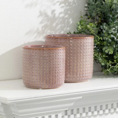 Sullivans Set Of 2 Small Ceramic Planters 6"H & 5"H 2 Sullivans Set Of 2 Small Ceramic Planters 6"H & 5"H - Image 2