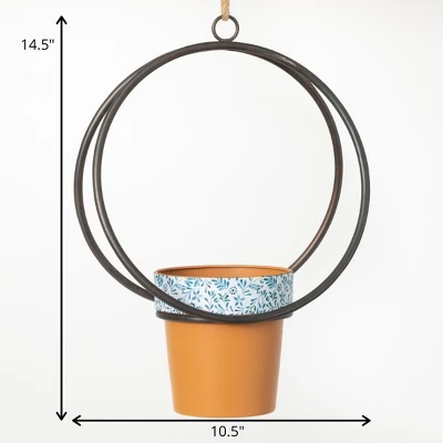 Sullivans Hanging Metal Ring Metal Planter 14.5"H Brown 3 Sullivans Hanging Metal Ring Metal Planter 14.5"H Brown - Image 3