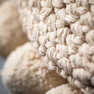 Sullivans Pom Pom Round Decorative Pillow Natural 22"H 1 Sullivans Pom Pom Round Decorative Pillow Natural 22"H