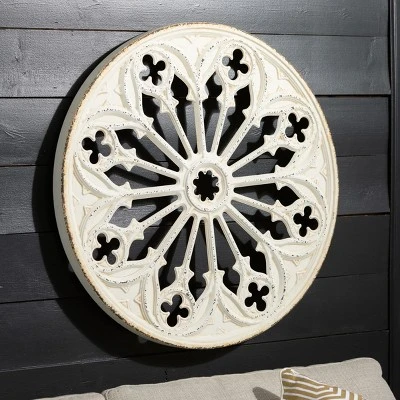 Sullivans Distressed Metal Medallion Set Of 2, 36"H & 28"H Gray 2 Sullivans Distressed Metal Medallion Set Of 2, 36"H & 28"H Gray - Image 2