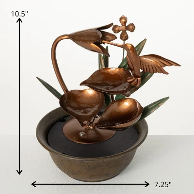 10.5"H Sullivans Copper Hummingbird Fountain, Multicolored 3 10.5"H Sullivans Copper Hummingbird Fountain, Multicolored - Image 3