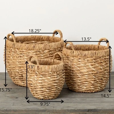 15.75"H Sullivans Chunky Woven Basket Set Of 3, Natural 5 15.75"H Sullivans Chunky Woven Basket Set Of 3, Natural - Image 5